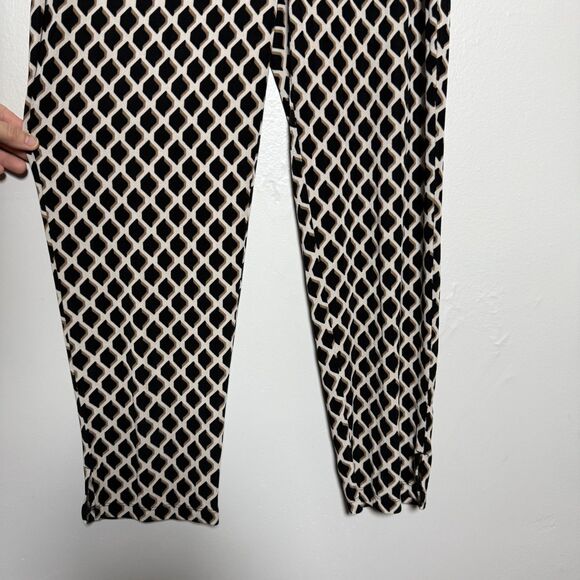 Chico's Travelers Womens Ankle Pants 2 (12) Black Gold Geometric Pull On Slinky - Picture 7 of 9